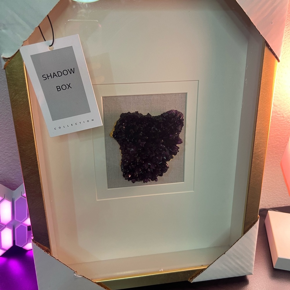 Gold Framed Shadow Box with Abstract Art